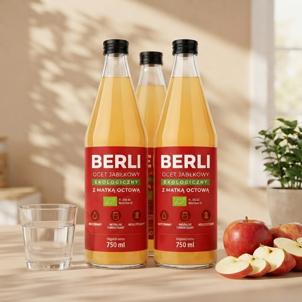 BERLI | BIO Ocet Jabłkowy 750 ml – 3 butelki