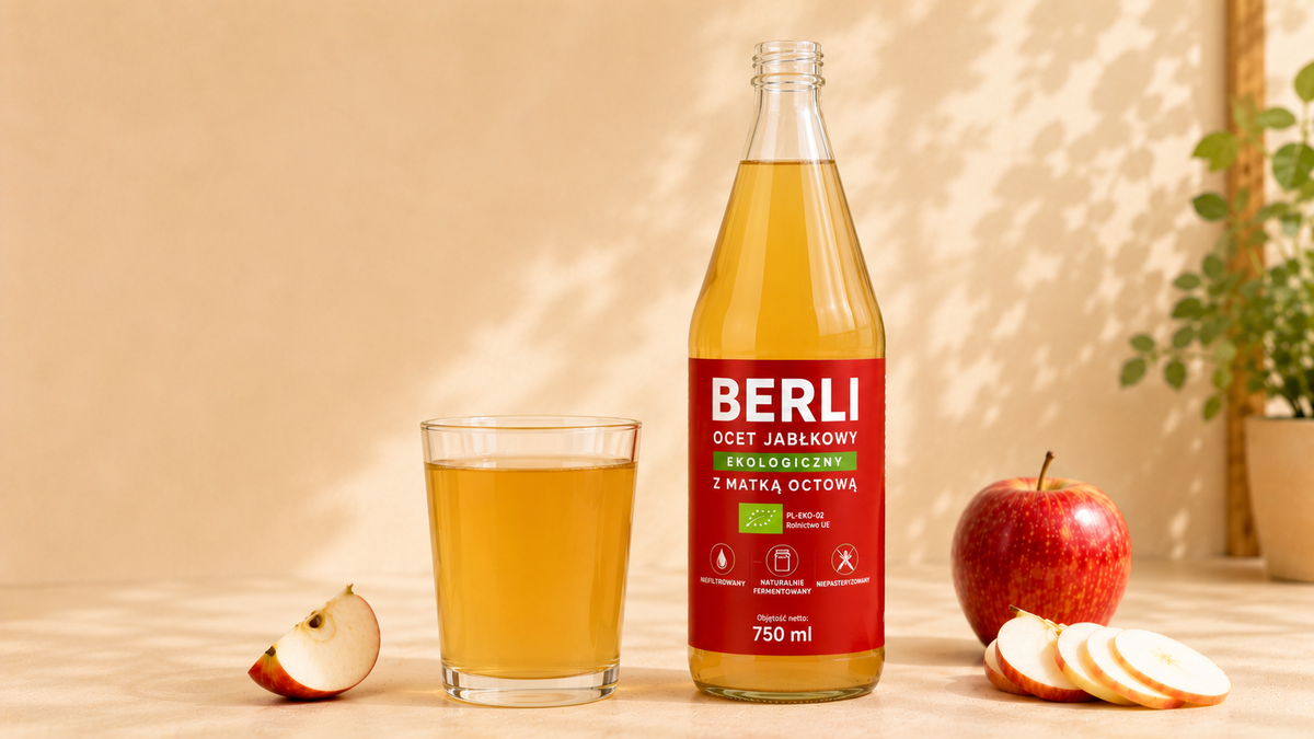 BERLI Organiczny Ocet Jabłkowy z Matką Octową